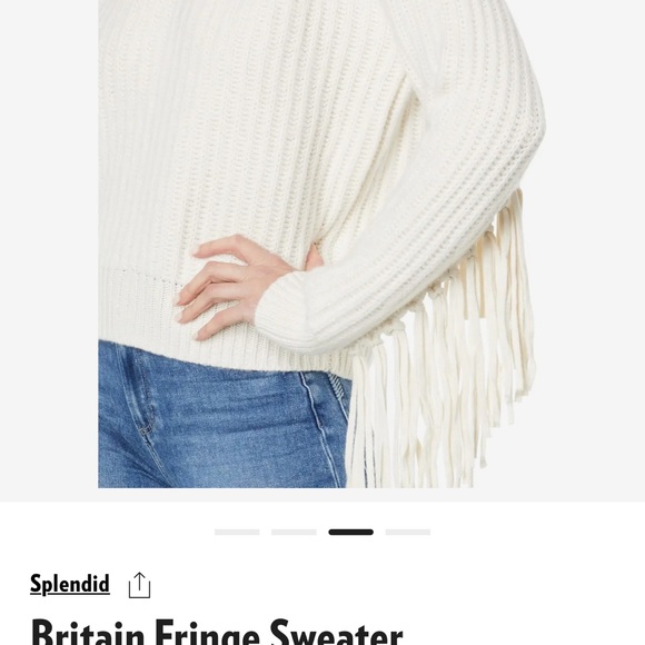 Fringe Detail Cream Sweater - Picture 3 of 5